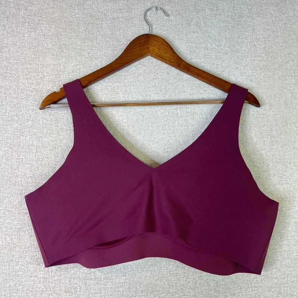 Honeylove Crossover Wireless Bra Burgundy Plum Seamless Support Size 3X LWBR0101
